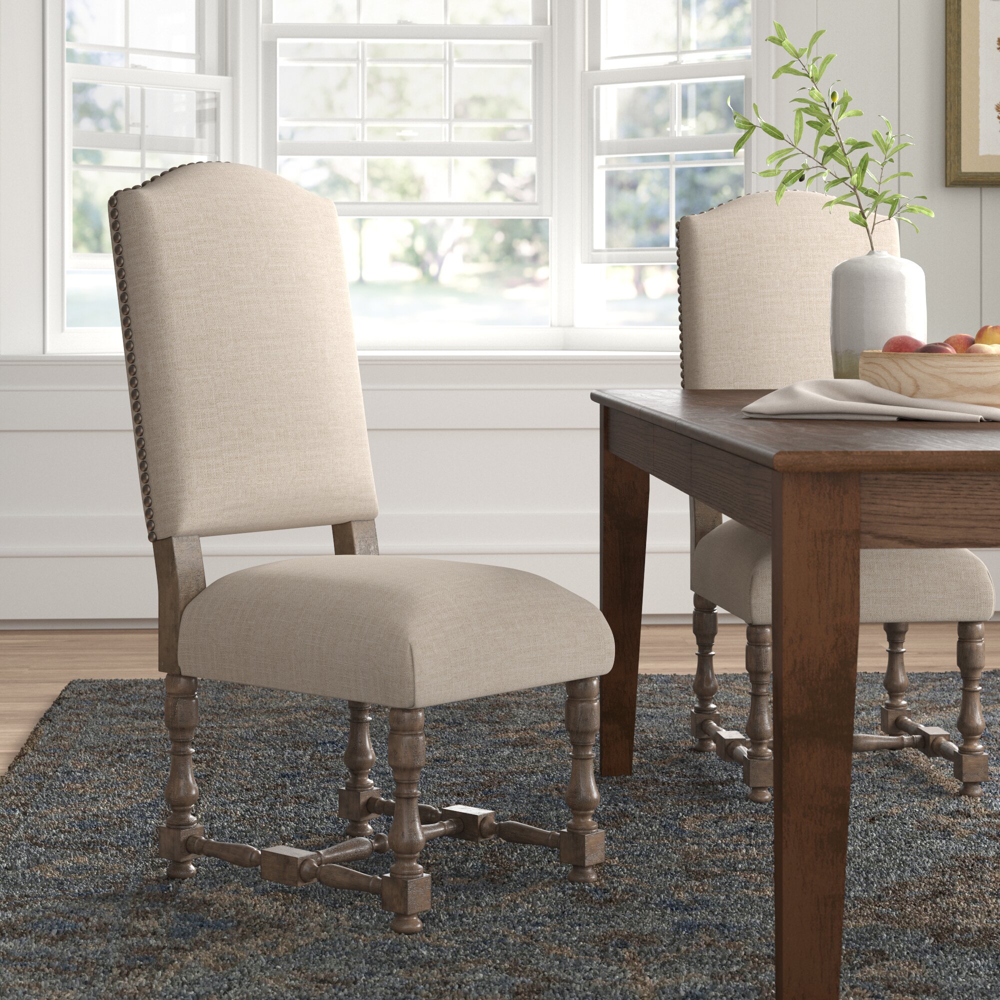 Tufted Dining Chairs With Nailheads - Gymax Set Of 4 Beige Tufted